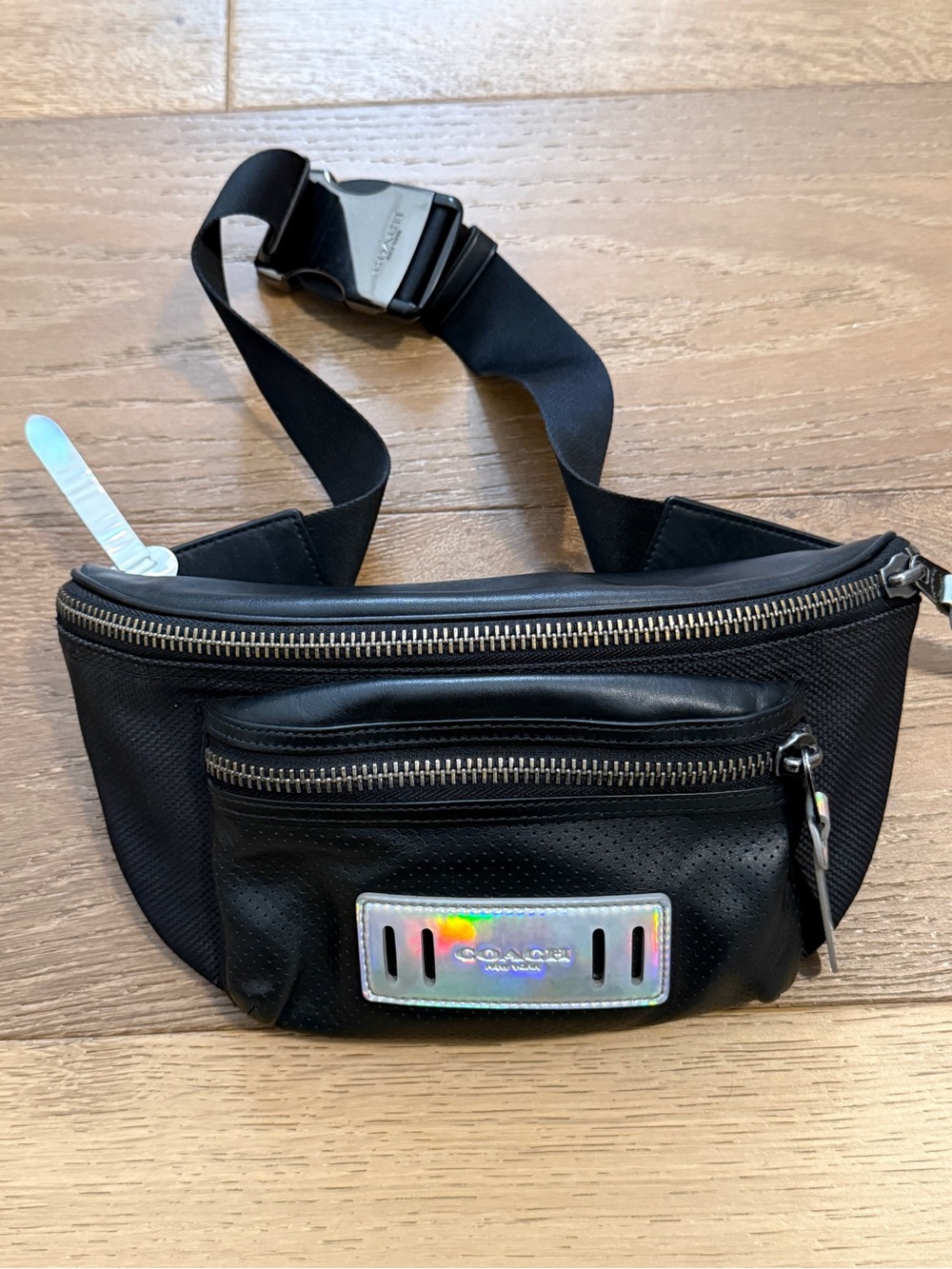 Black/Silver Coach Fanny Pack
